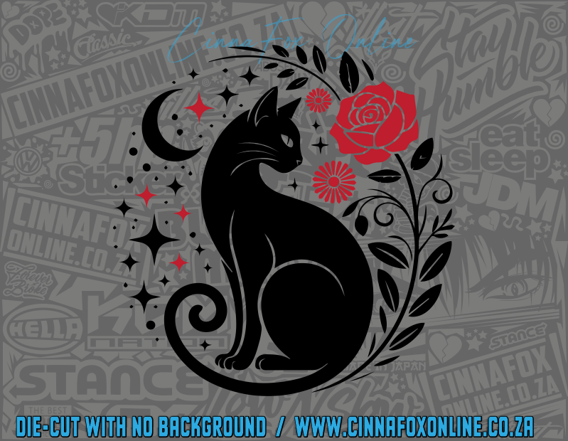 Black Cat With Moon Decal