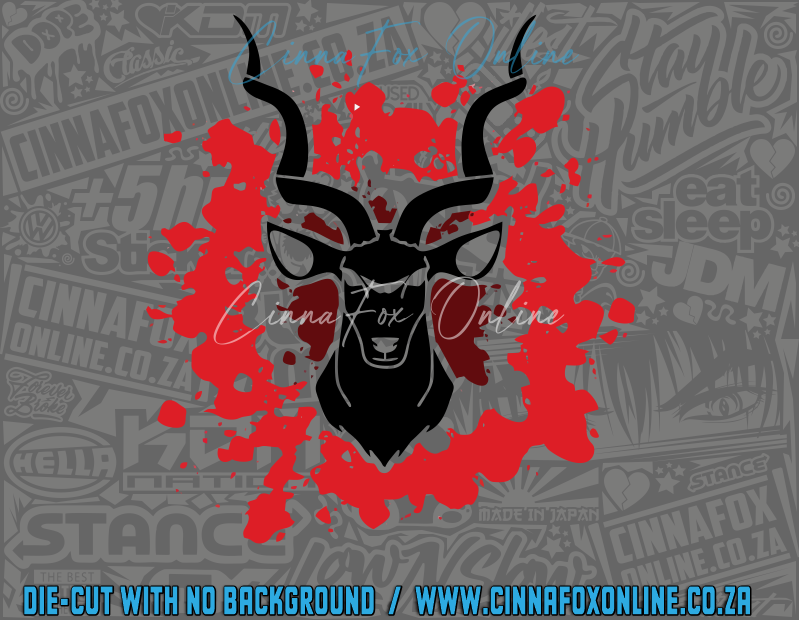 Kudu Head Splatter Decal