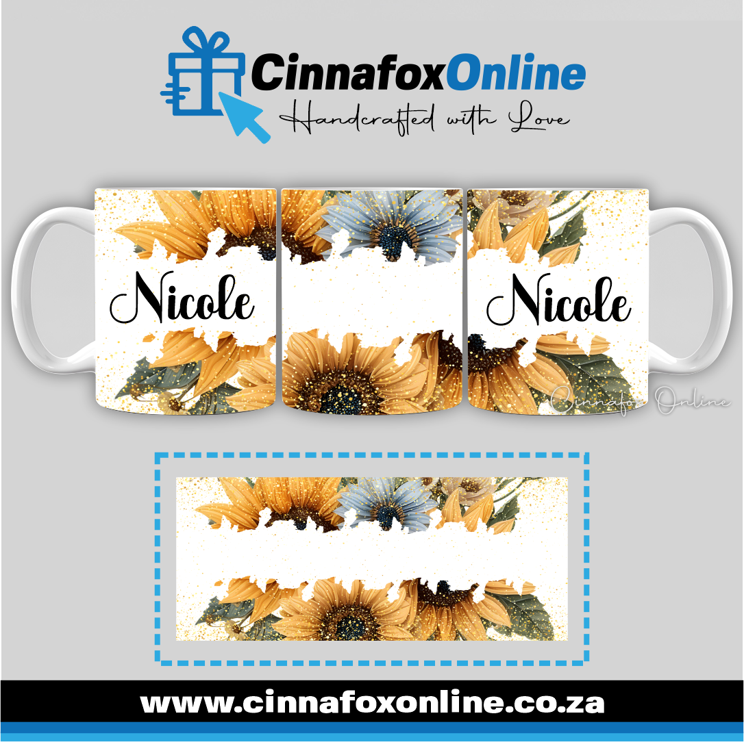 Floral Custom Name 10 - Full Wrap Mug