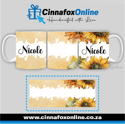 Floral Custom Name 11 - Full Wrap Mug