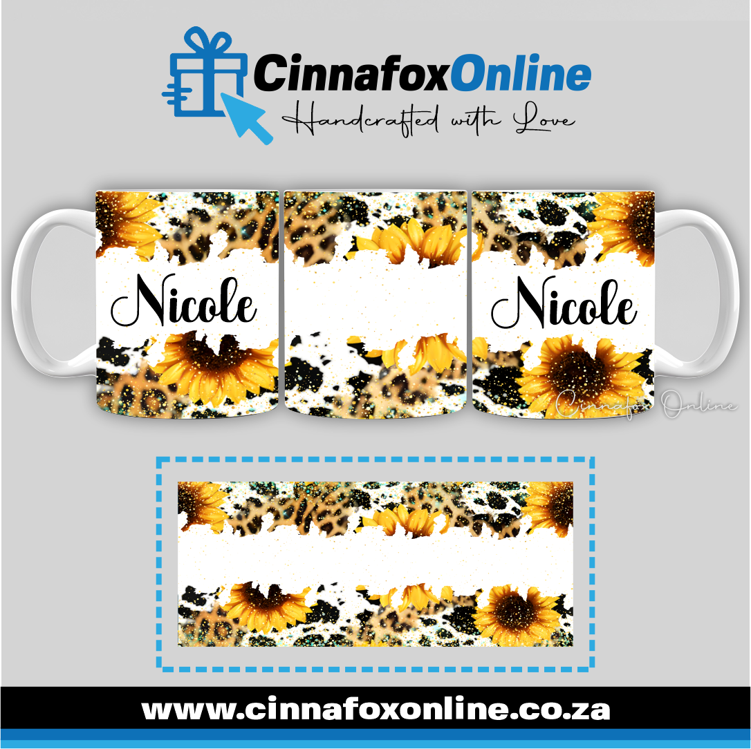 Floral Custom Name 12 - Full Wrap Mug