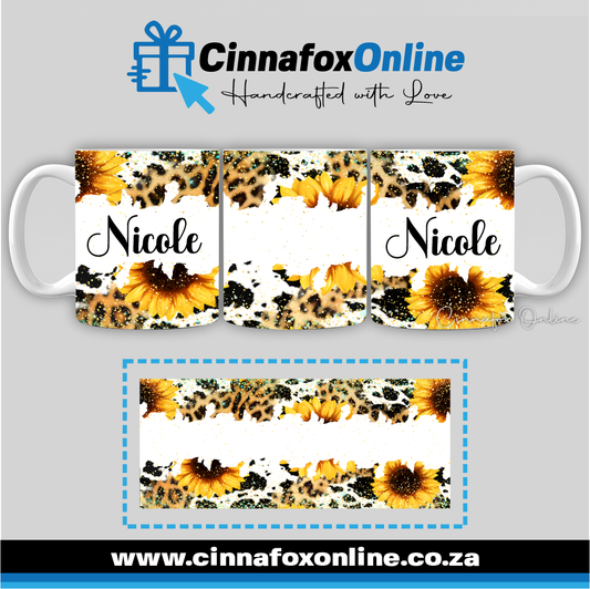 Floral Custom Name 12 - Full Wrap Mug