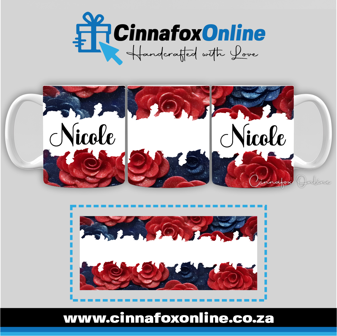Floral Custom Name 15 - Full Wrap Mug