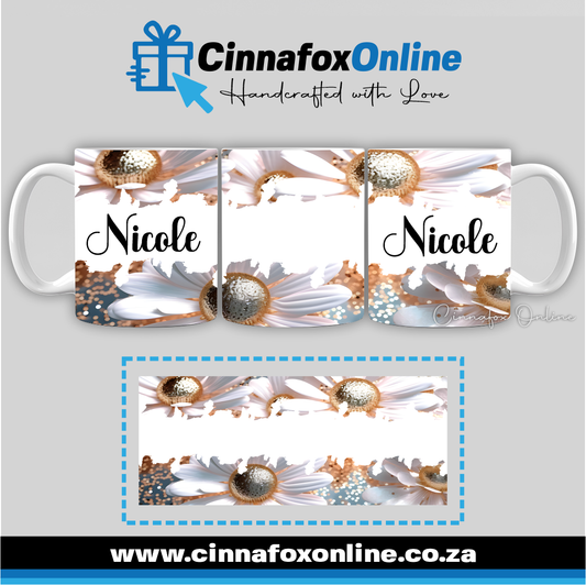 Floral Custom Name 16 - Full Wrap Mug