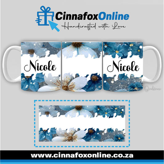 Floral Custom Name 17 - Full Wrap Mug