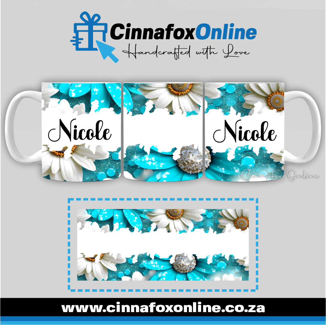 Floral Custom Name 18 - Full Wrap Mug
