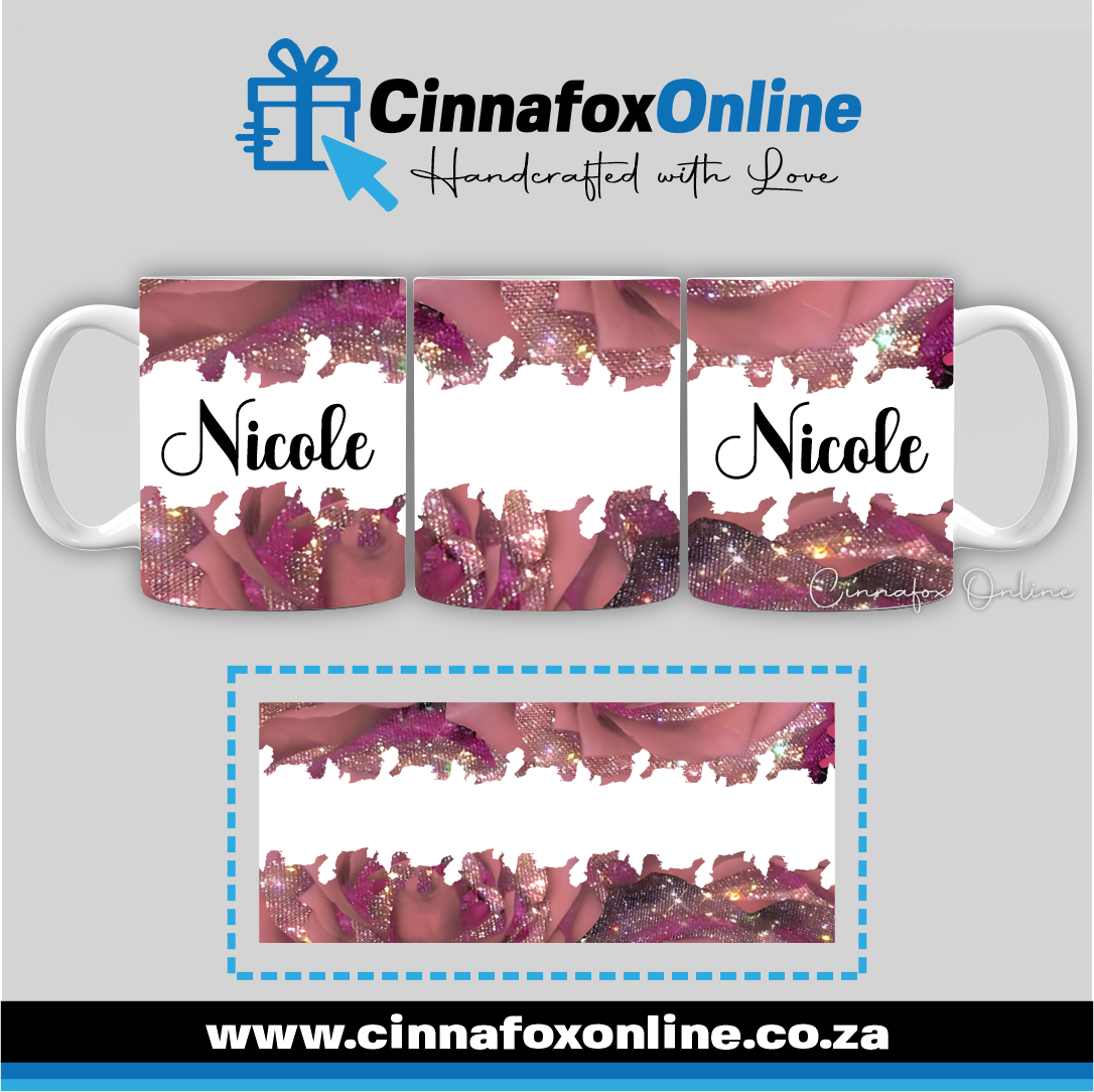 Floral Custom Name 19 - Full Wrap Mug