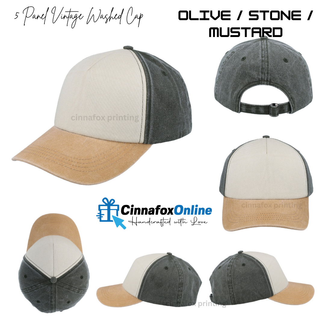 5 Panel Vintage Washed Cap