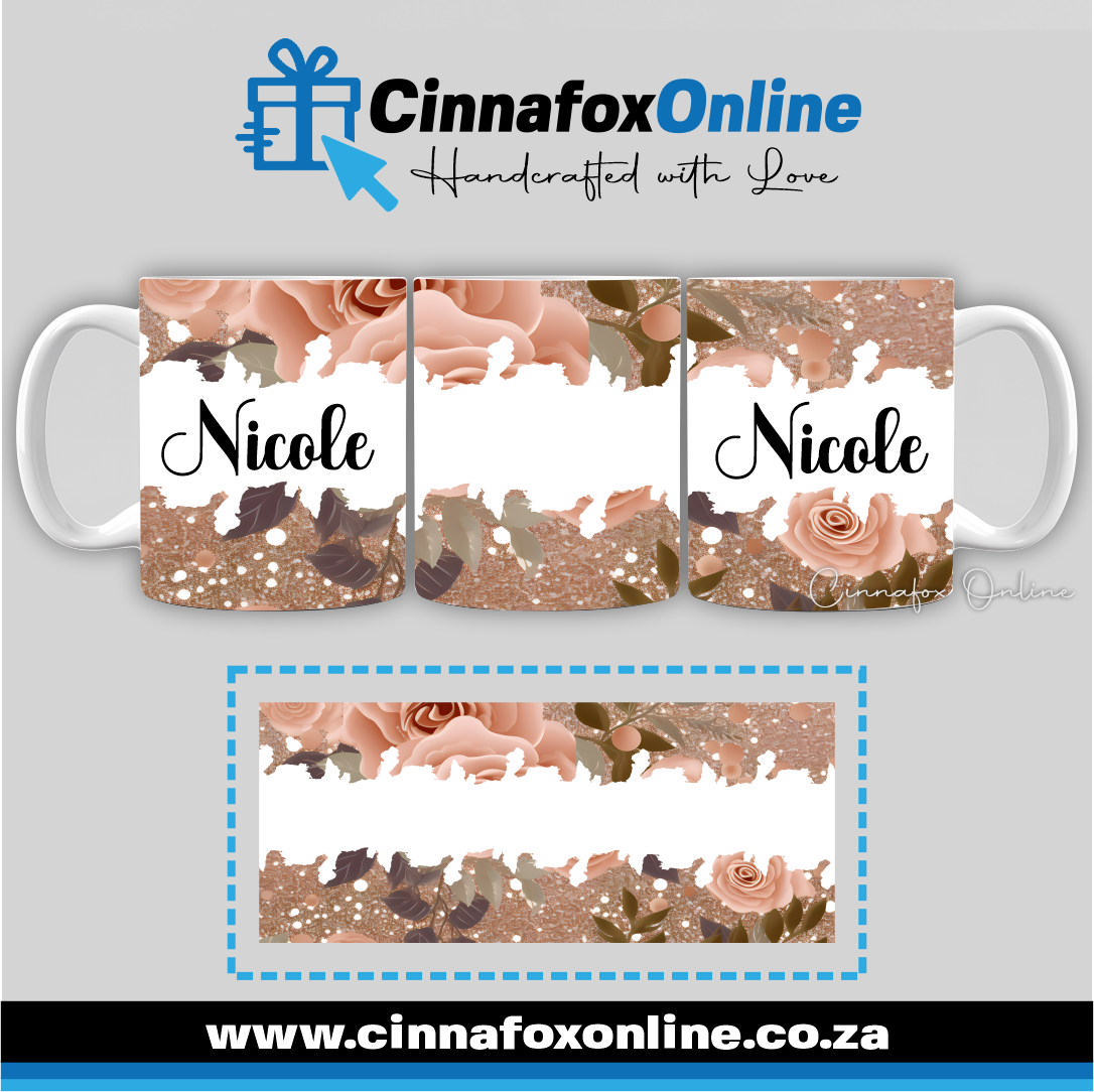 Floral Custom Name 20 - Full Wrap Mug