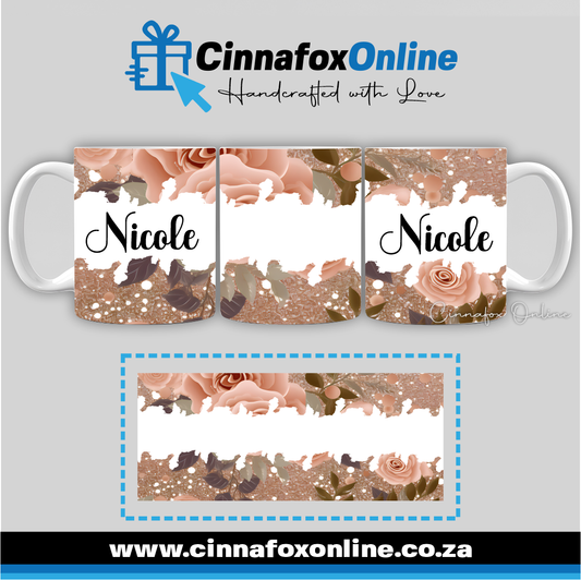 Floral Custom Name 20 - Full Wrap Mug
