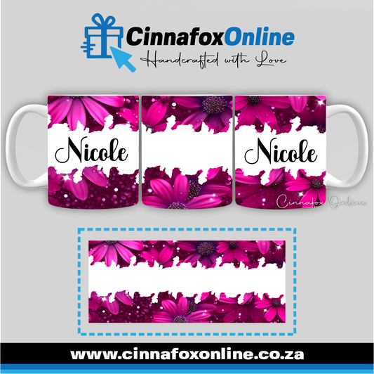 Floral Custom Name 21 - Full Wrap Mug