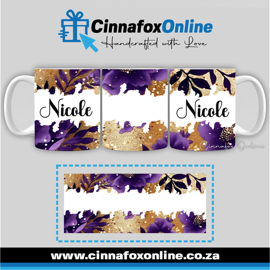 Floral Custom Name 22 - Full Wrap Mug
