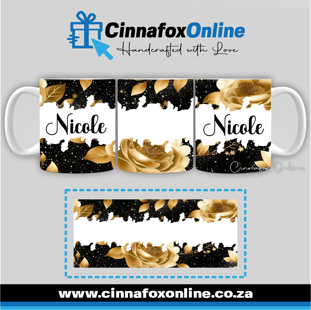 Floral Custom Name 23 - Full Wrap Mug
