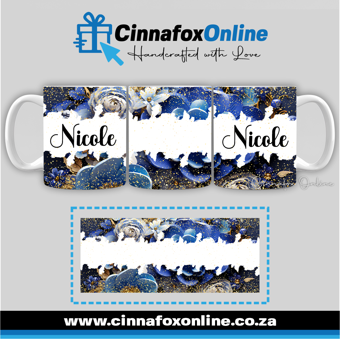 Floral Custom Name 24 - Full Wrap Mug