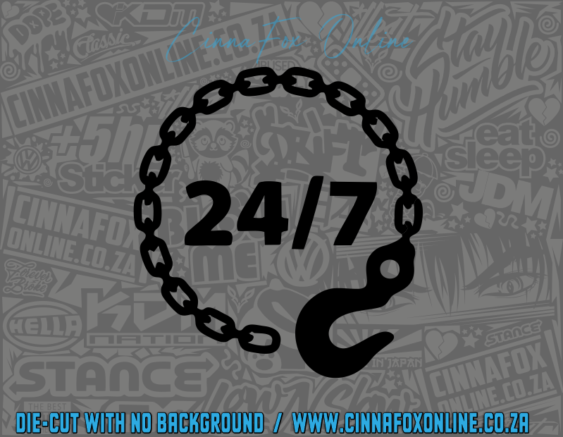 24/7 Towing Chain Decal