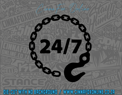 24/7 Towing Chain Decal