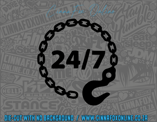 24/7 Towing Chain Decal