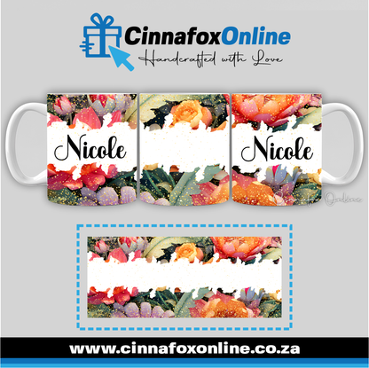 Floral Custom Name 25 - Full Wrap Mug