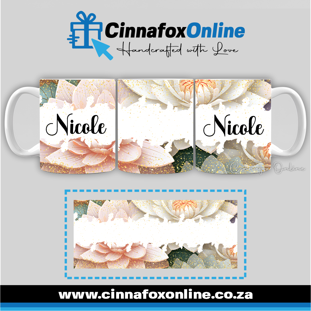 Floral Custom Name 27 - Full Wrap Mug
