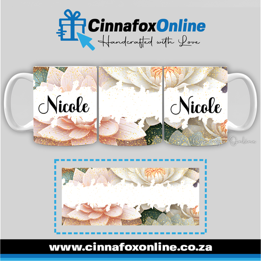 Floral Custom Name 27 - Full Wrap Mug