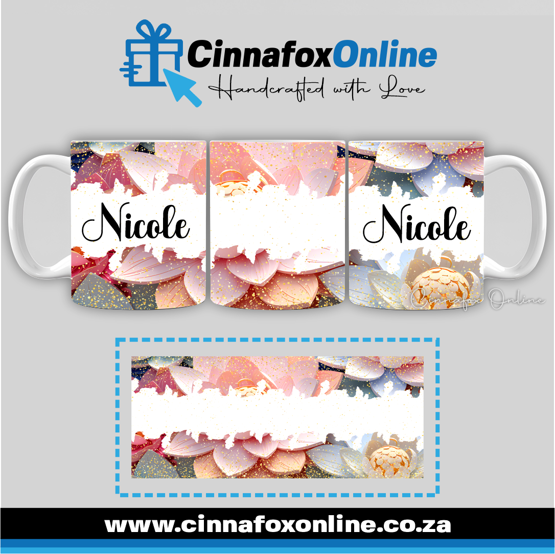 Floral Custom Name 29 - Full Wrap Mug