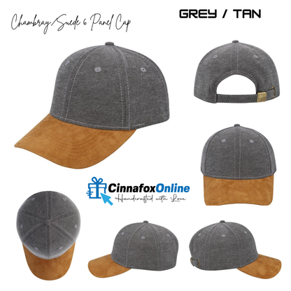 Chambray/Suede 6 Panel Cap