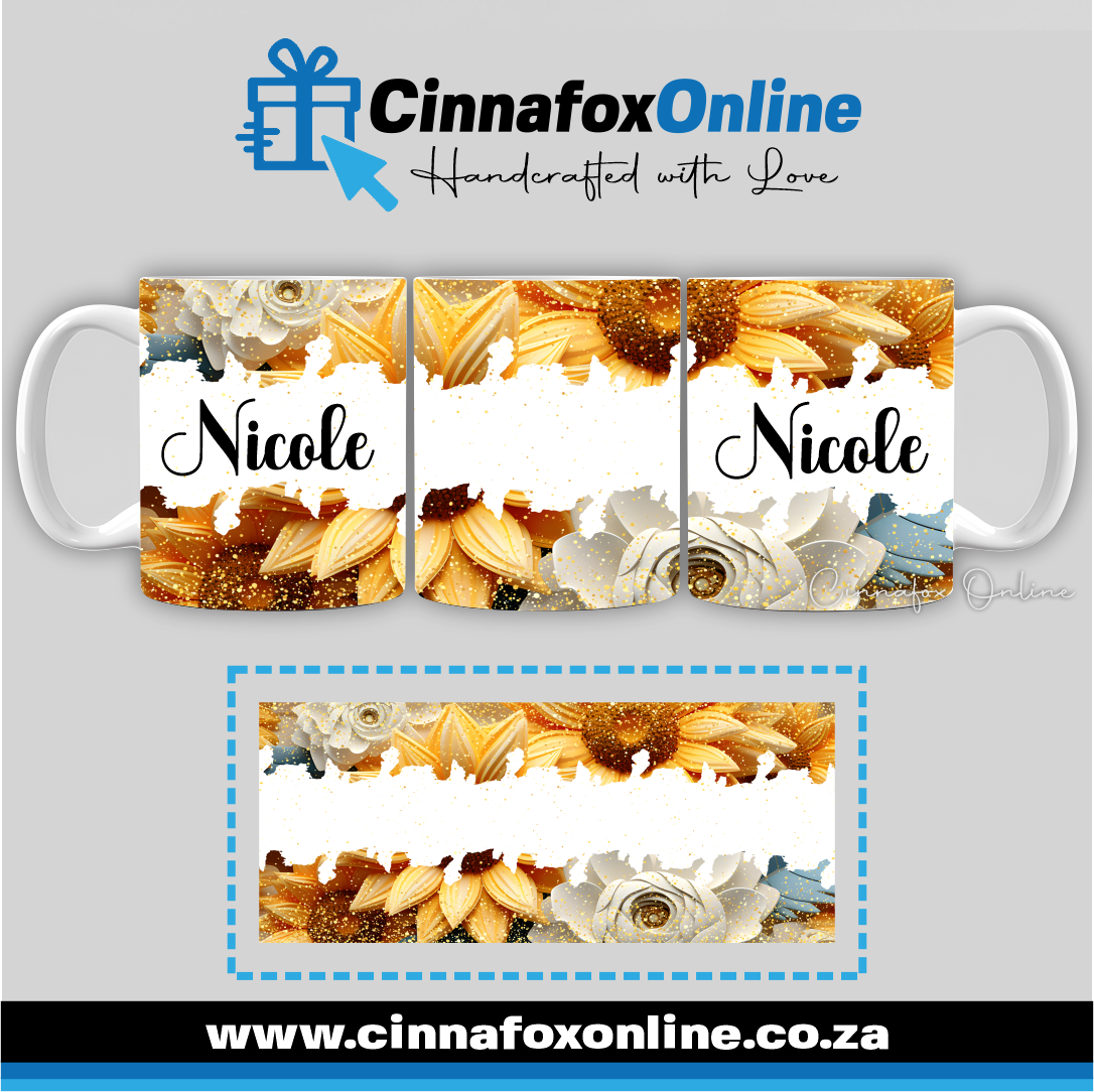Floral Custom Name 32 - Full Wrap Mug