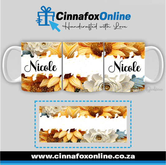 Floral Custom Name 32 - Full Wrap Mug