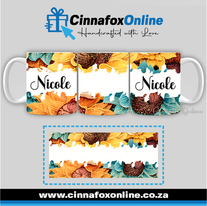 Floral Custom Name 33 - Full Wrap Mug