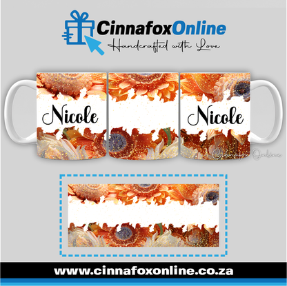 Floral Custom Name 34 - Full Wrap Mug