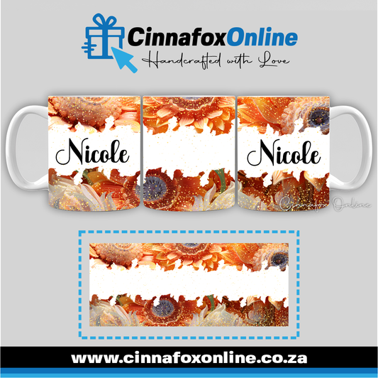 Floral Custom Name 34 - Full Wrap Mug