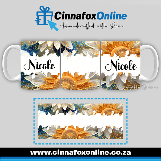 Floral Custom Name 35 - Full Wrap Mug