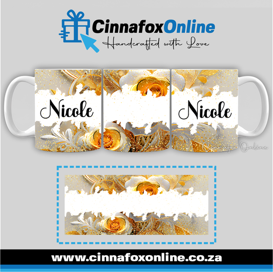 Floral Custom Name 36 - Full Wrap Mug