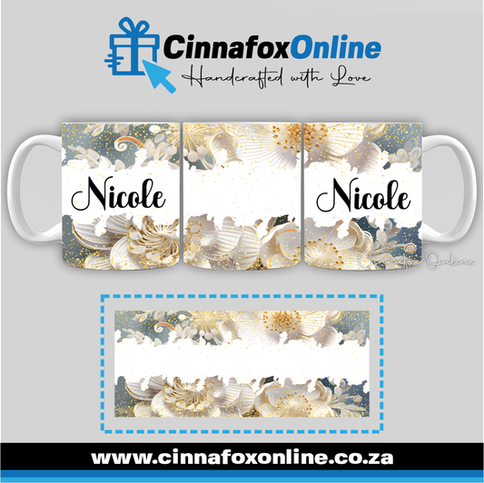 Floral Custom Name 38 - Full Wrap Mug