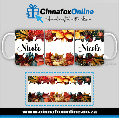 Floral Custom Name 39 - Full Wrap Mug