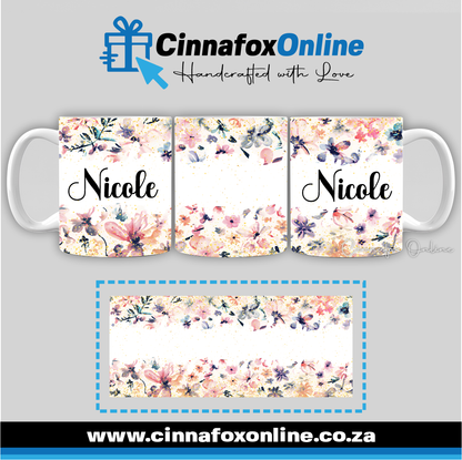 Floral Custom Name 03 - Full Wrap Mug