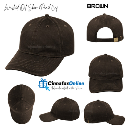 Washed Oil Skin 6 panel Cap