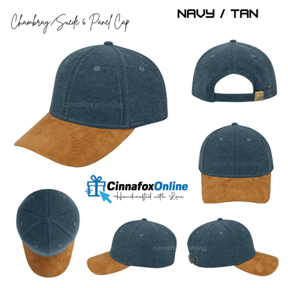 Chambray/Suede 6 Panel Cap