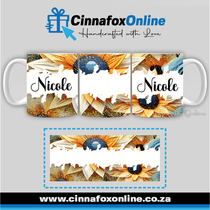 Floral Custom Name 40 - Full Wrap Mug