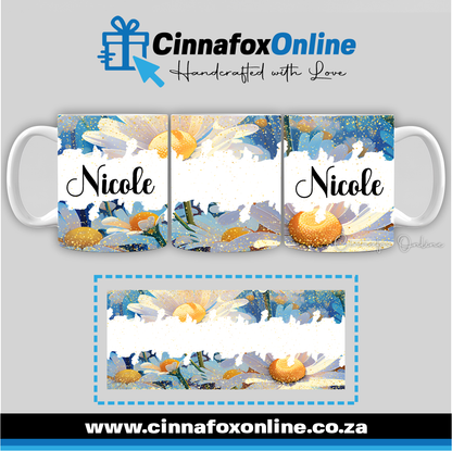 Floral Custom Name 44 - Full Wrap Mug