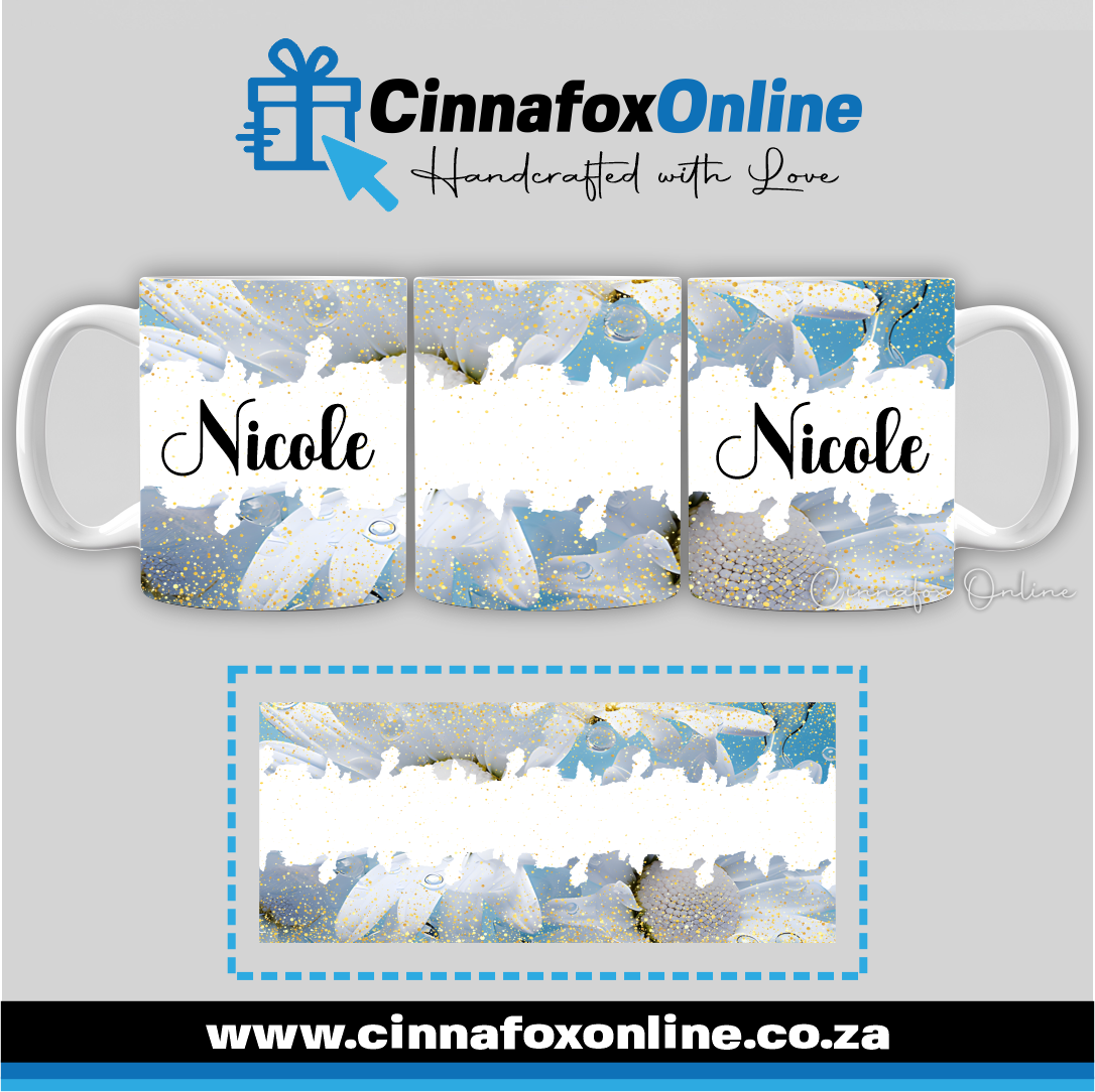 Floral Custom Name 45 - Full Wrap Mug