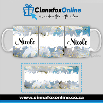 Floral Custom Name 45 - Full Wrap Mug