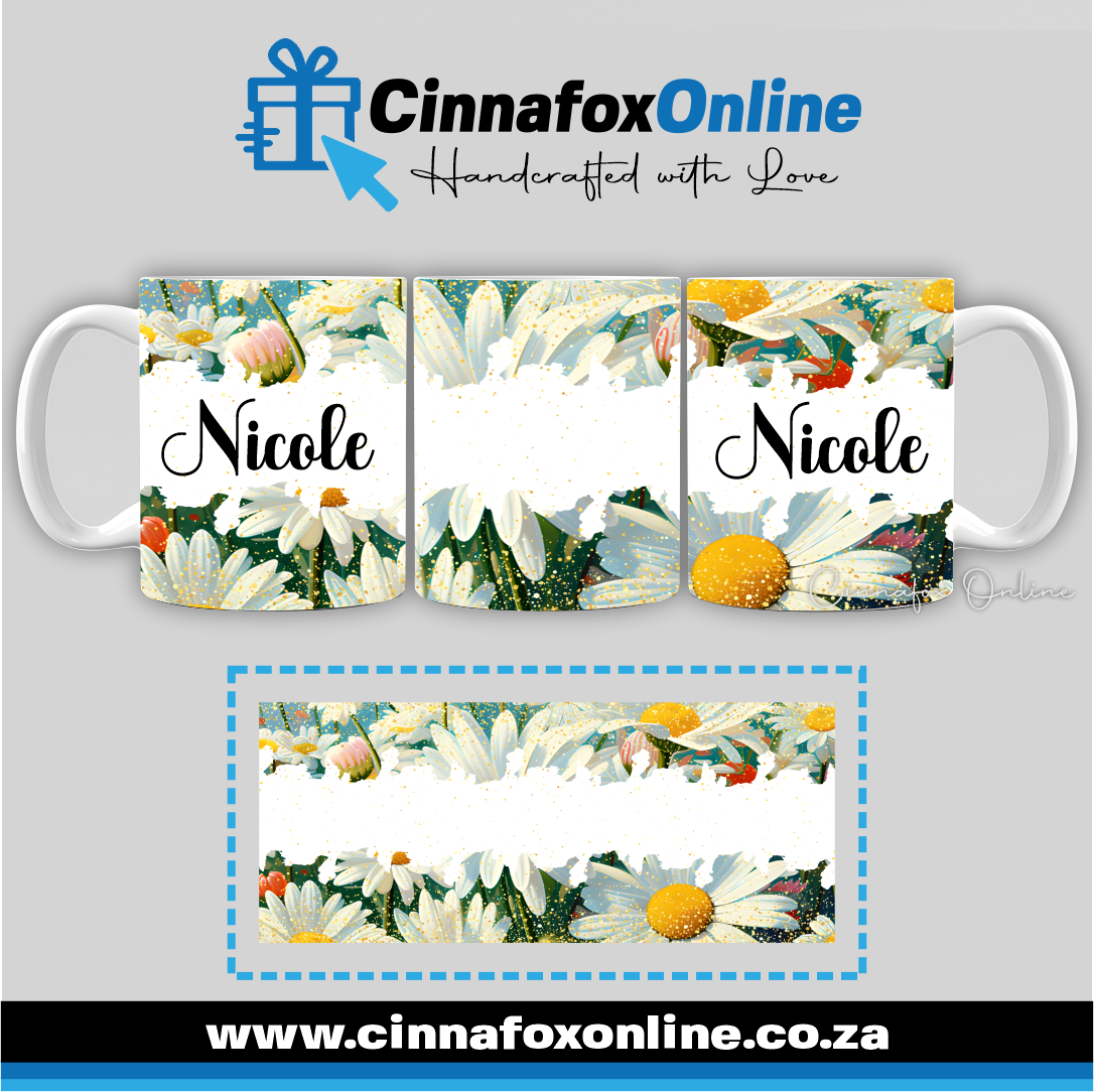 Floral Custom Name 46 - Full Wrap Mug