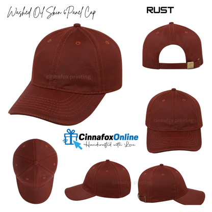 Washed Oil Skin 6 panel Cap