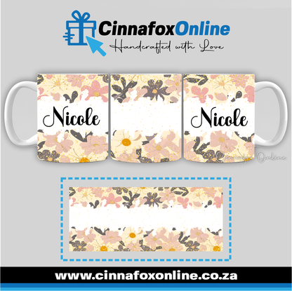 Floral Custom Name 05 - Full Wrap Mug