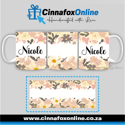 Floral Custom Name 05 - Full Wrap Mug