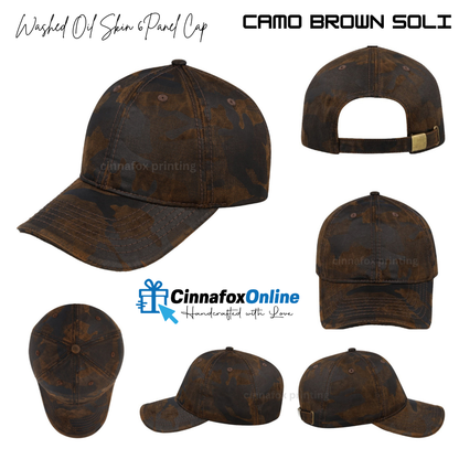 Washed Oil Skin 6 panel Cap