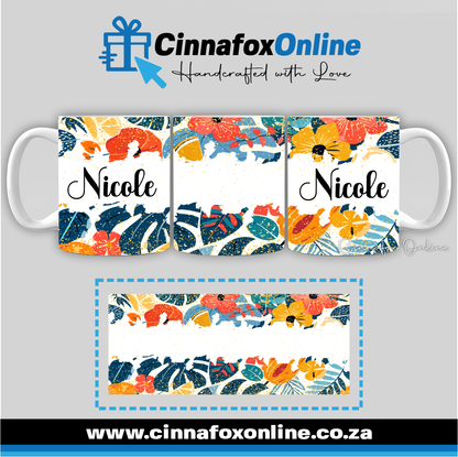 Floral Custom Name 06 - Full Wrap Mug