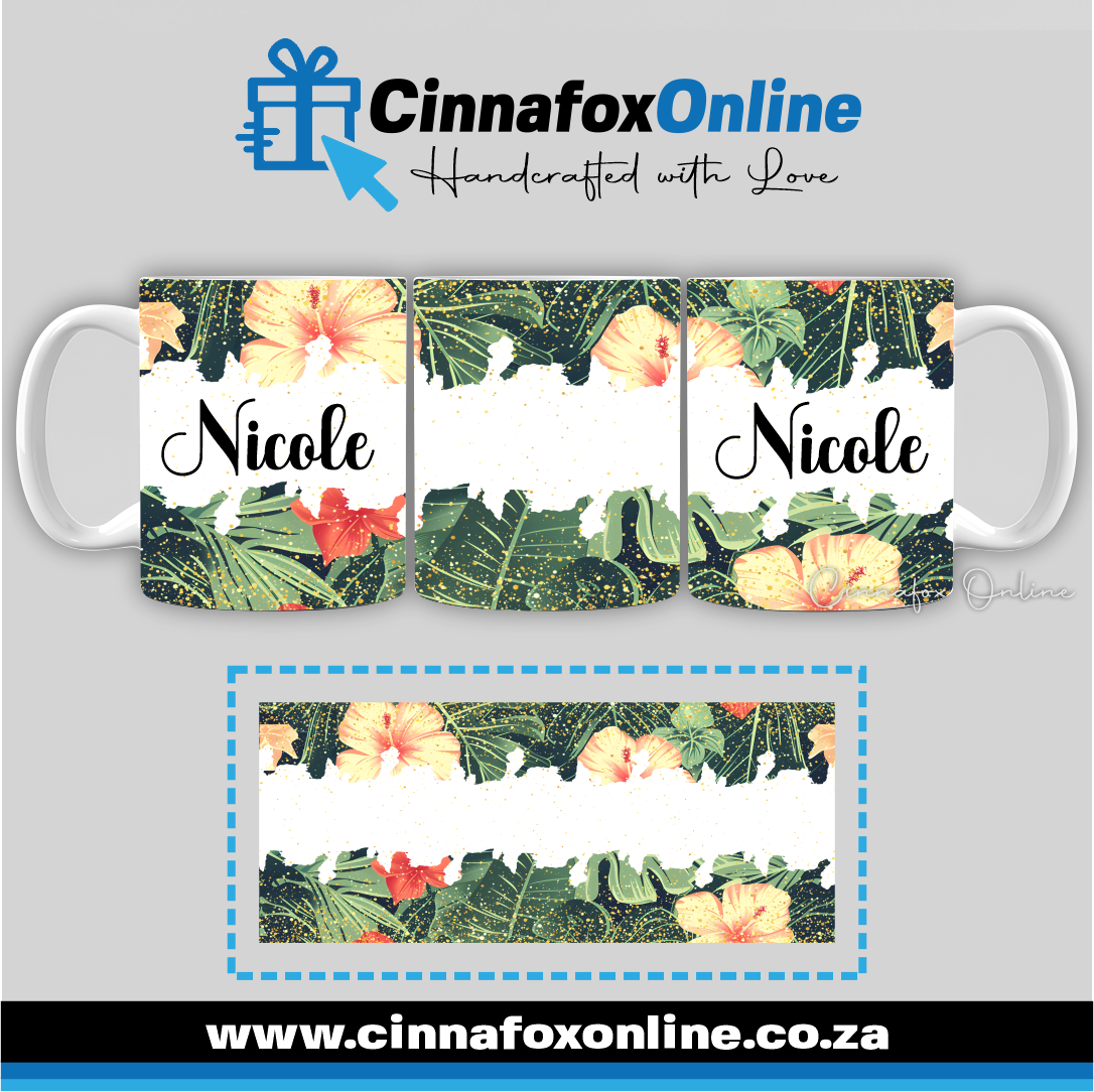 Floral Custom Name 08 - Full Wrap Mug