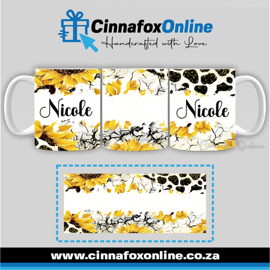 Floral Custom Name 09 - Full Wrap Mug